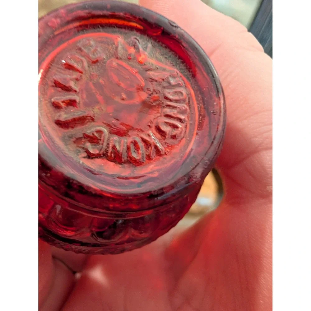 Vintage Miniature Ruby Red Glass Oil Lamp 4